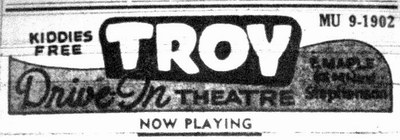 Troy Drive-In Theatre - Old Ad